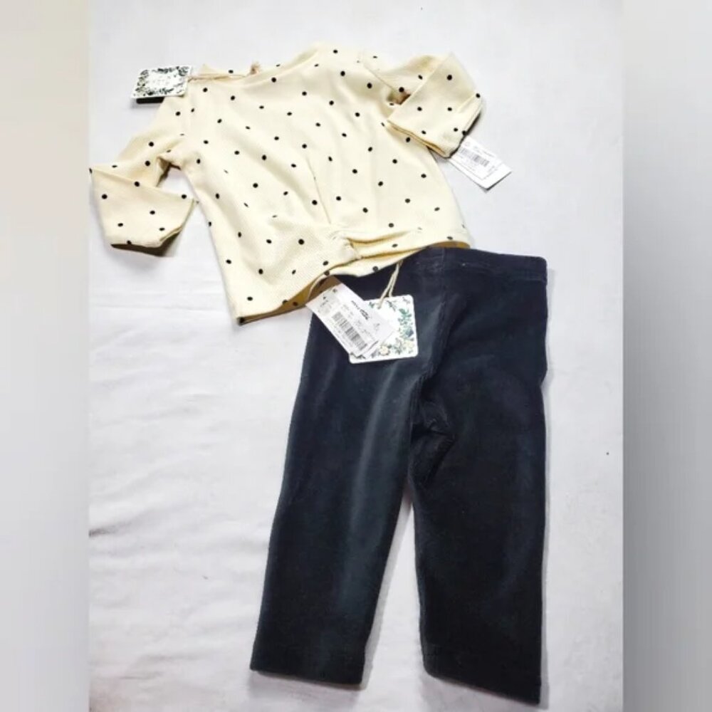 BABY OUTFIT CHELSEA & VIOLET POLKA DOT PANT SET NWT!